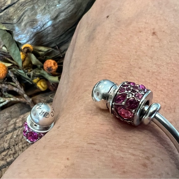 New Chamilia Swarovski Crystals Charm Bead Mosaic Pink Sterling Silver - Picture 7 of 9